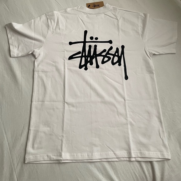 Stussy White Tee with Black Logo - Picture 1 of 2